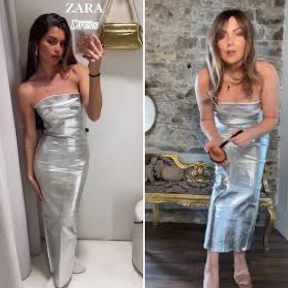 ZARA Bloggers Fav Metallic Dress - Picture 7 of 17